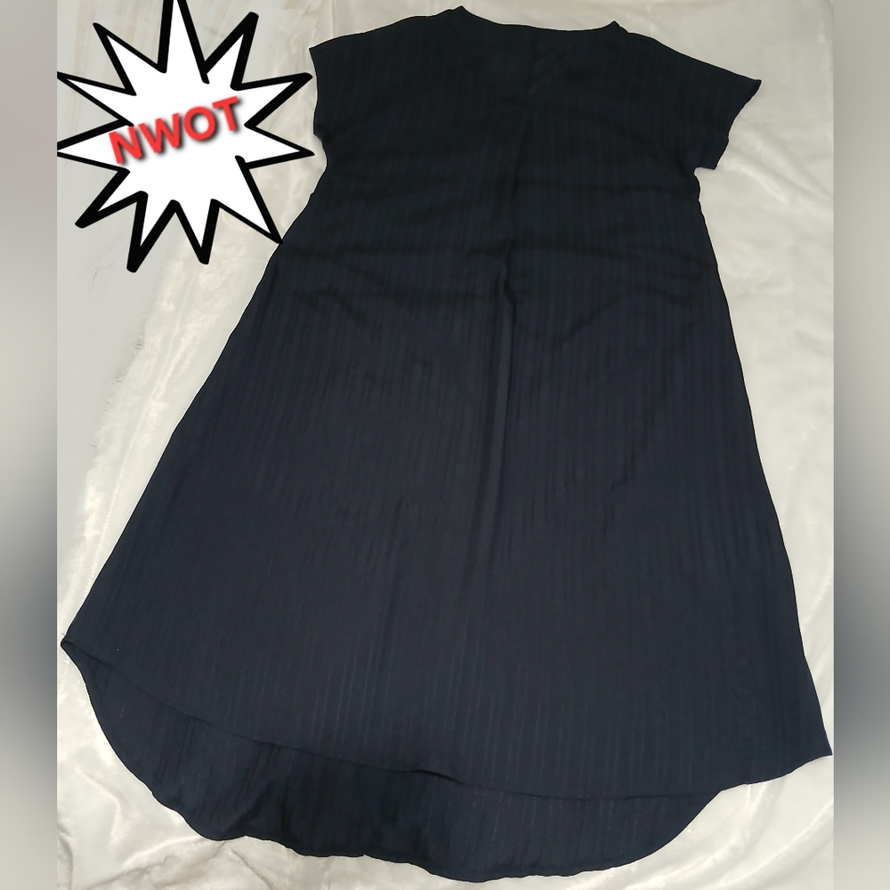 Navy Blue V-Neck Cap Sleeve Tunic Style Maxi Dress (NWOT)